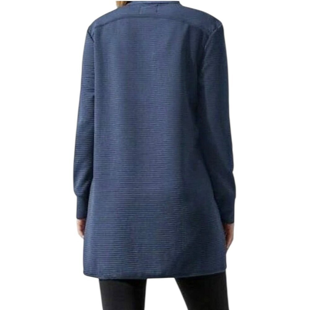 New MPG Mondetta Performance Gear Long Full Zip Ribbed Jacket Blue Women Size S - Picture 4 of 8